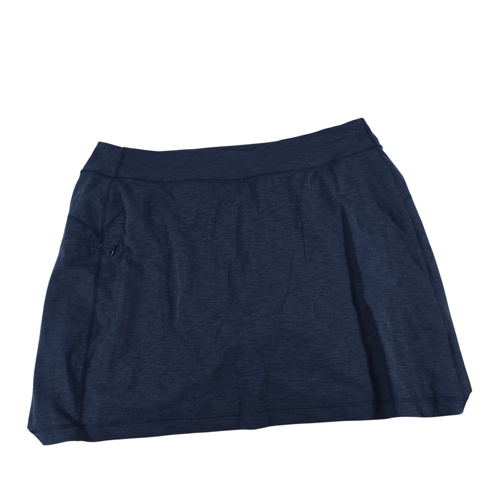 Duluth Trading Co Womens 2X Navy Blue Heathered Active Skort Zipper Pocket